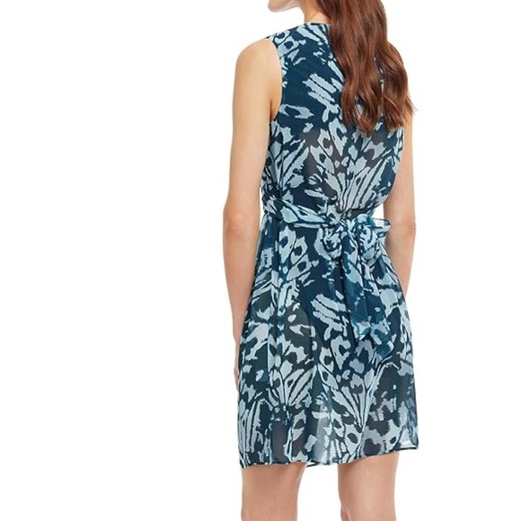 Gottex Miss Butterfly Blue Print Sheer Sleeveless Cover-Up Dress Size Medium NWT - Picture 3 of 5